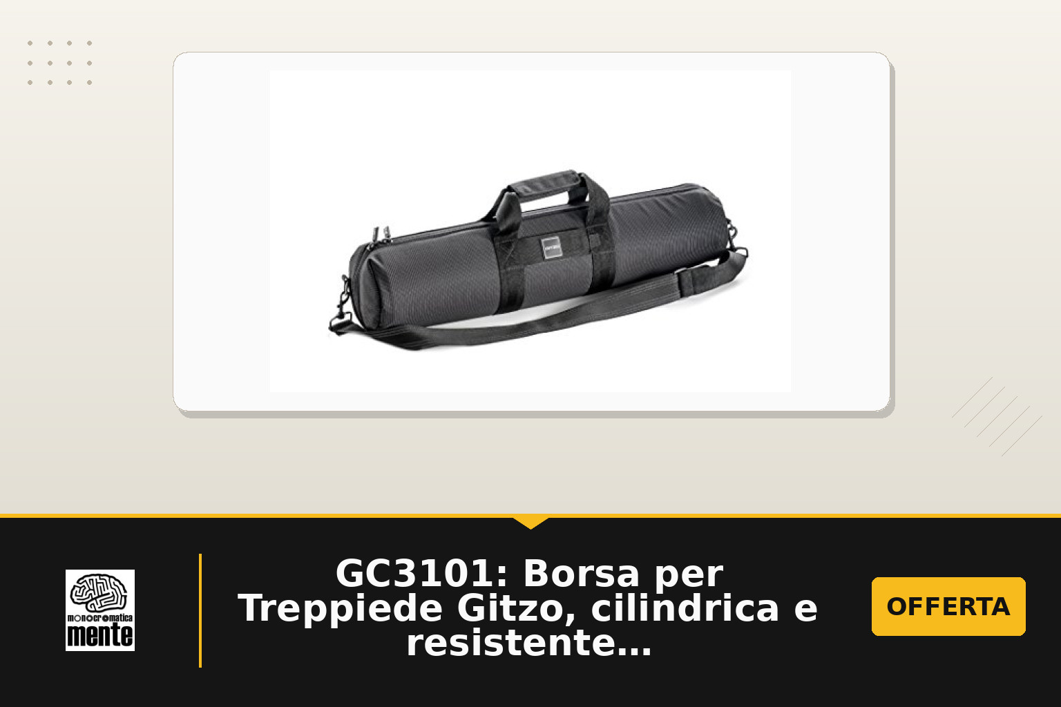 GC3101: Borsa per Treppiede Gitzo, cilindrica e resistente in rip-stop, compatibile con Serie 2/3 Mountaineer