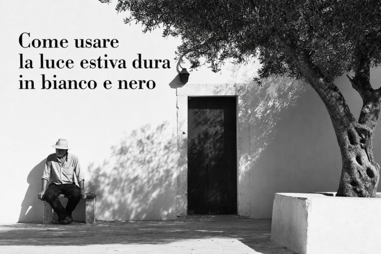 Come usare la luce estiva dura in bianco e nero