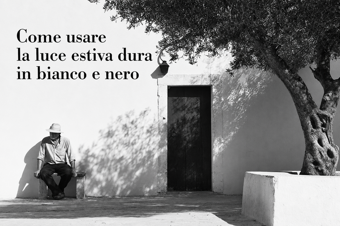Come usare la luce estiva dura in bianco e nero