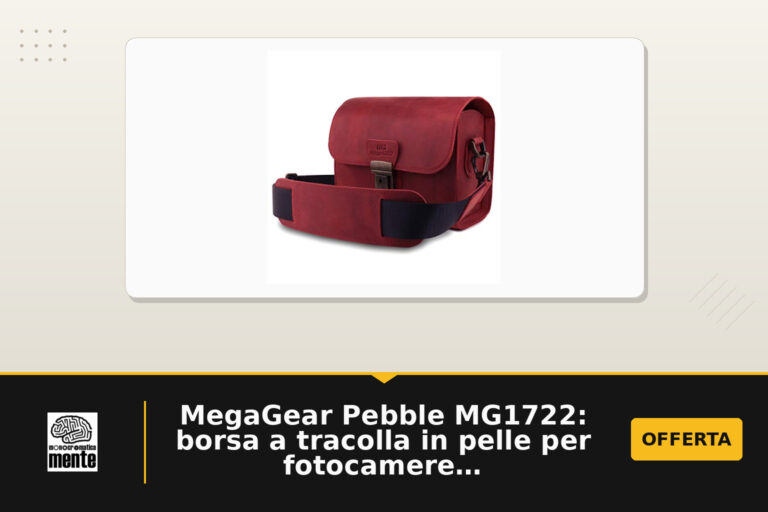 MegaGear Pebble MG1722: borsa a tracolla in pelle per fotocamere con inserti removibili e cerniere di protezione