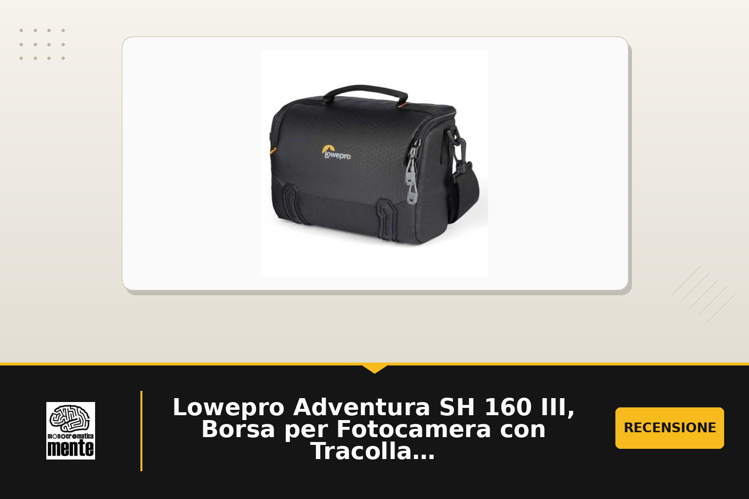 Lowepro Adventura SH 160 III, Borsa per Fotocamera con Tracolla Regolabile/Rimovibile, Borsa per Fotocamera Mirrorless, Compatibile con la Serie Sony Alpha 7, Nero