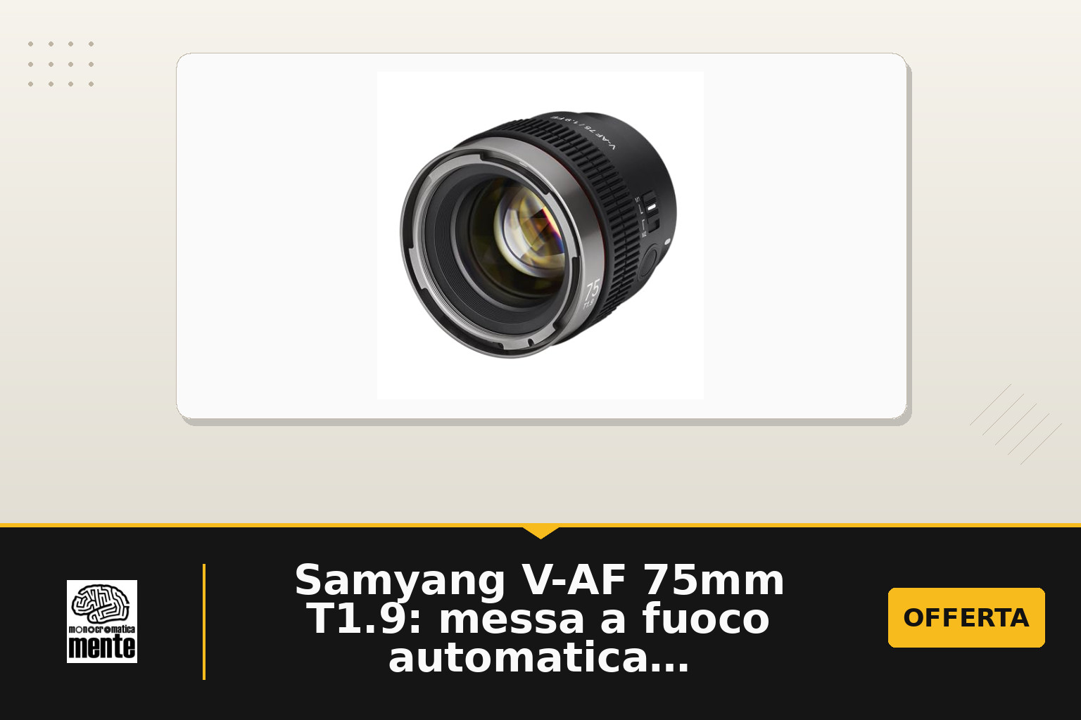 Samyang V-AF 75mm T1.9: messa a fuoco automatica per Sony FE in un corpo corto e leggero