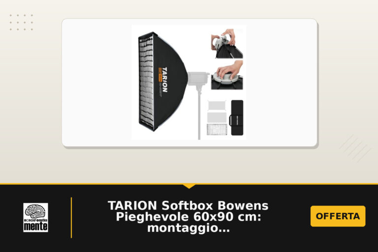 TARION Softbox Bowens Pieghevole 60x90 cm: montaggio rapido e compatibilità universale per illuminazione in studio