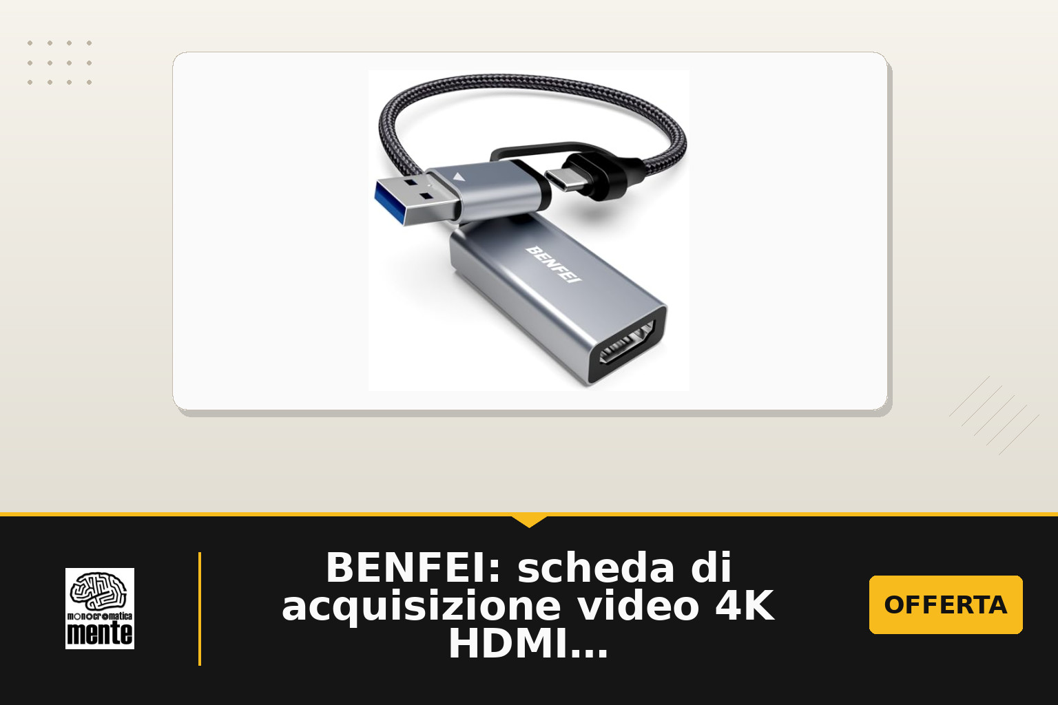 BENFEI: scheda di acquisizione video 4K HDMI a USB-C 3.0 per streaming e registrazione