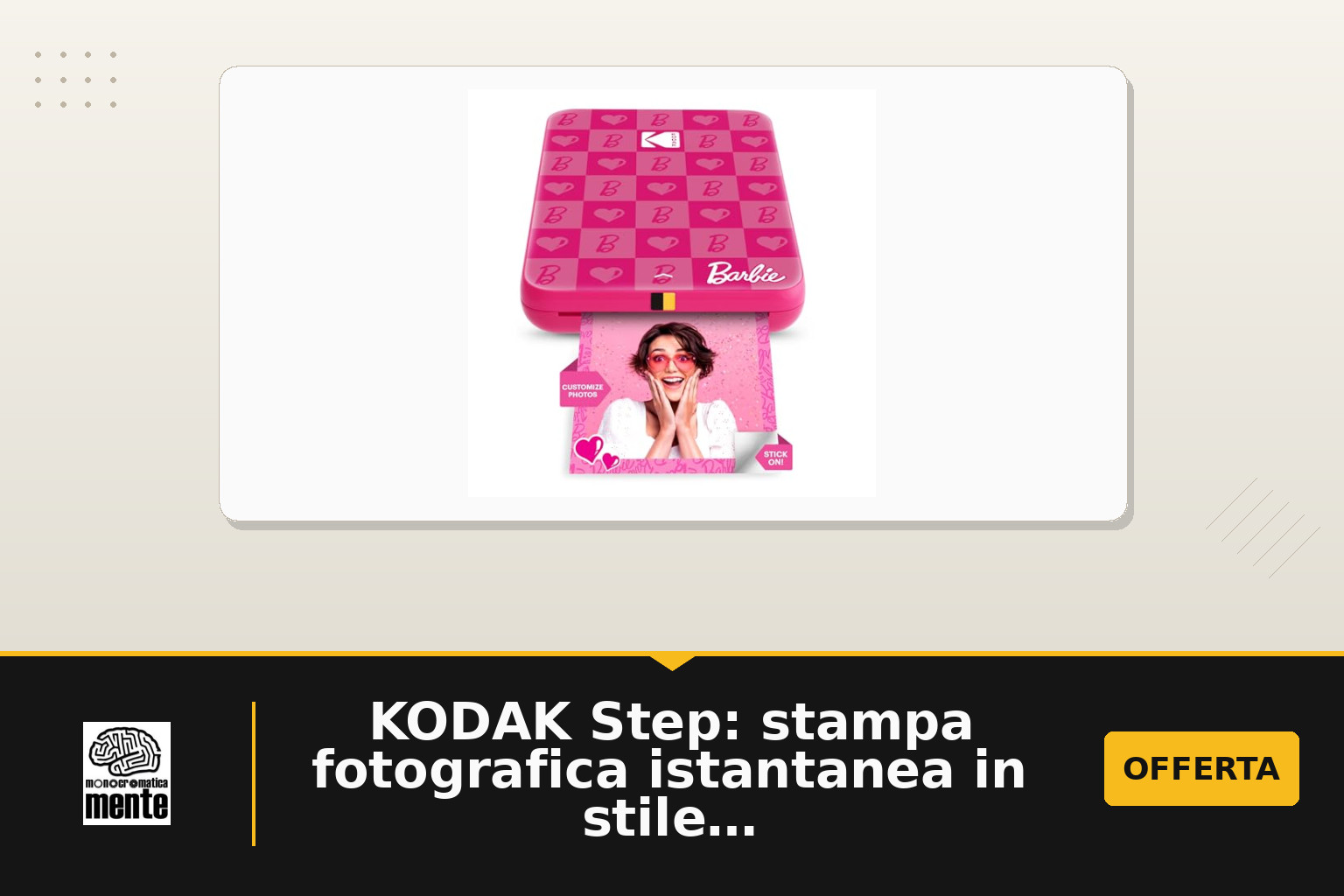 KODAK Step: stampa fotografica istantanea in stile Barbie, 2x3” con adesivo e Zero Ink