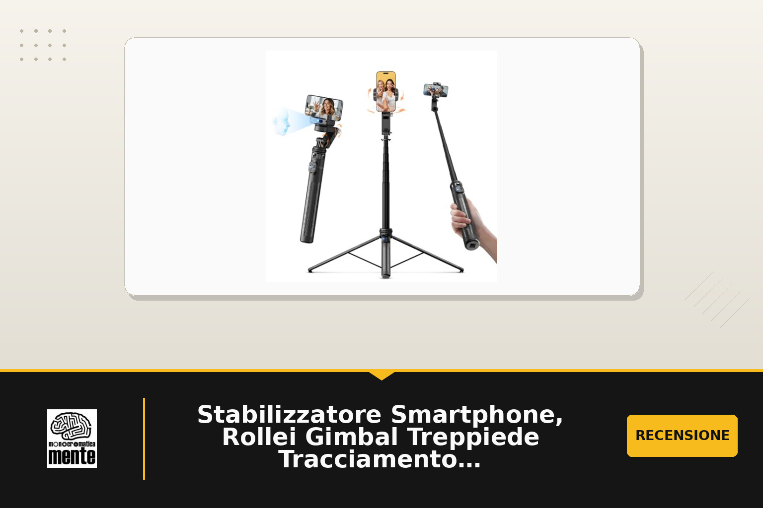 Stabilizzatore Smartphone, Rollei Gimbal Treppiede Tracciamento Automatico | 360 Rotating Bastone Selfie 45~156cm con Telecomando per iPhone/Android, Gimbal-Treppiede-Smartphone-Bastone-Selfie