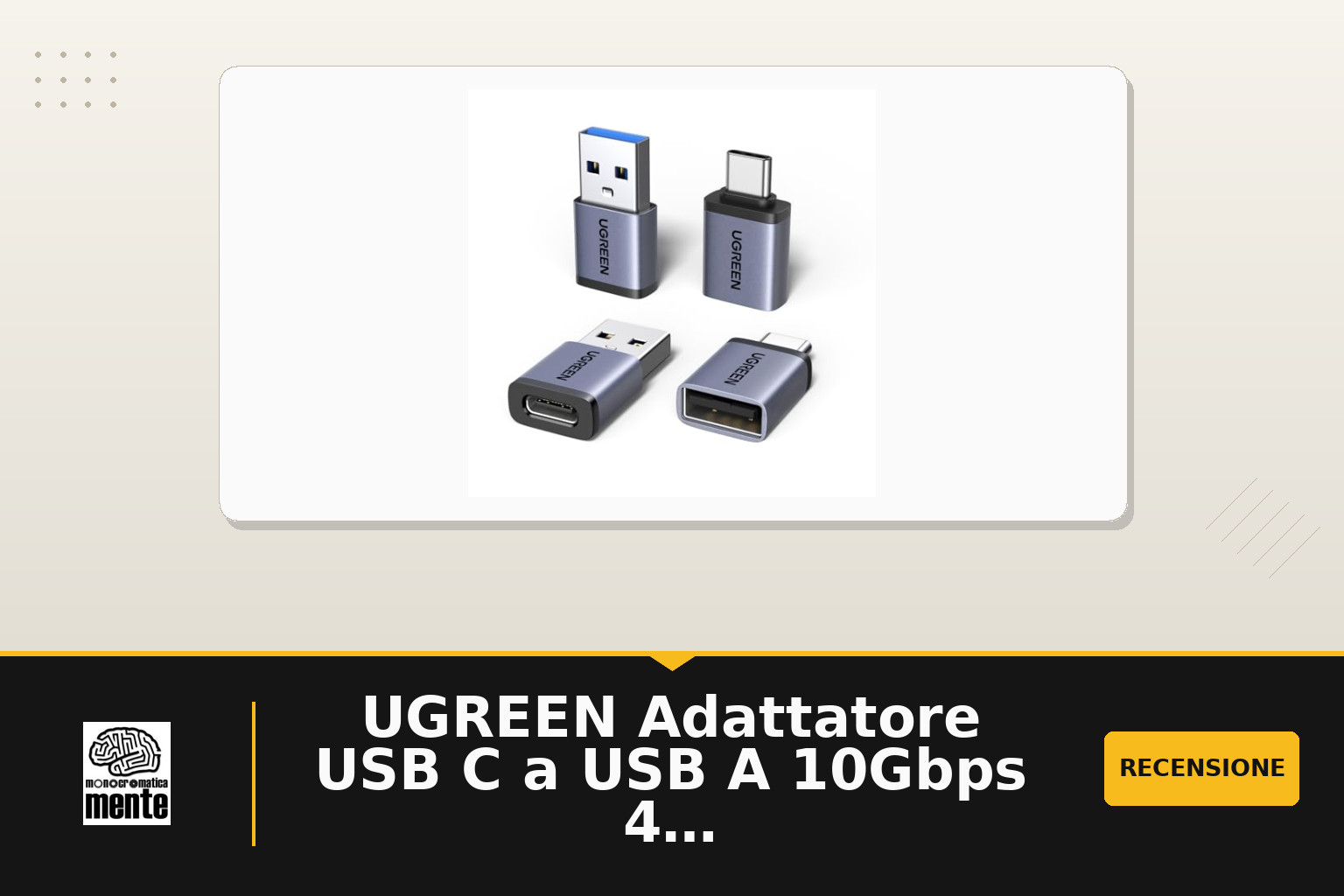 UGREEN Adattatore USB C a USB A 10Gbps 4 Pezzi Tipo A a Tipo C (Gray)