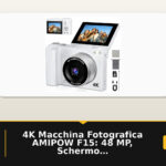 4K Macchina Fotografica AMIPOW F15: 48 MP, Schermo 2,8'' a 180° e Zoom 16X per Vlogging e Webcast