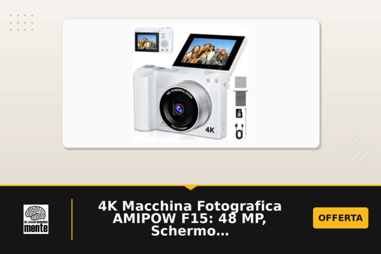 4K Macchina Fotografica AMIPOW F15: 48 MP, Schermo 2,8'' a 180° e Zoom 16X per Vlogging e Webcast